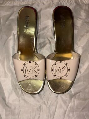 MICHAEL Michael Kors Gold and Cream Wedges